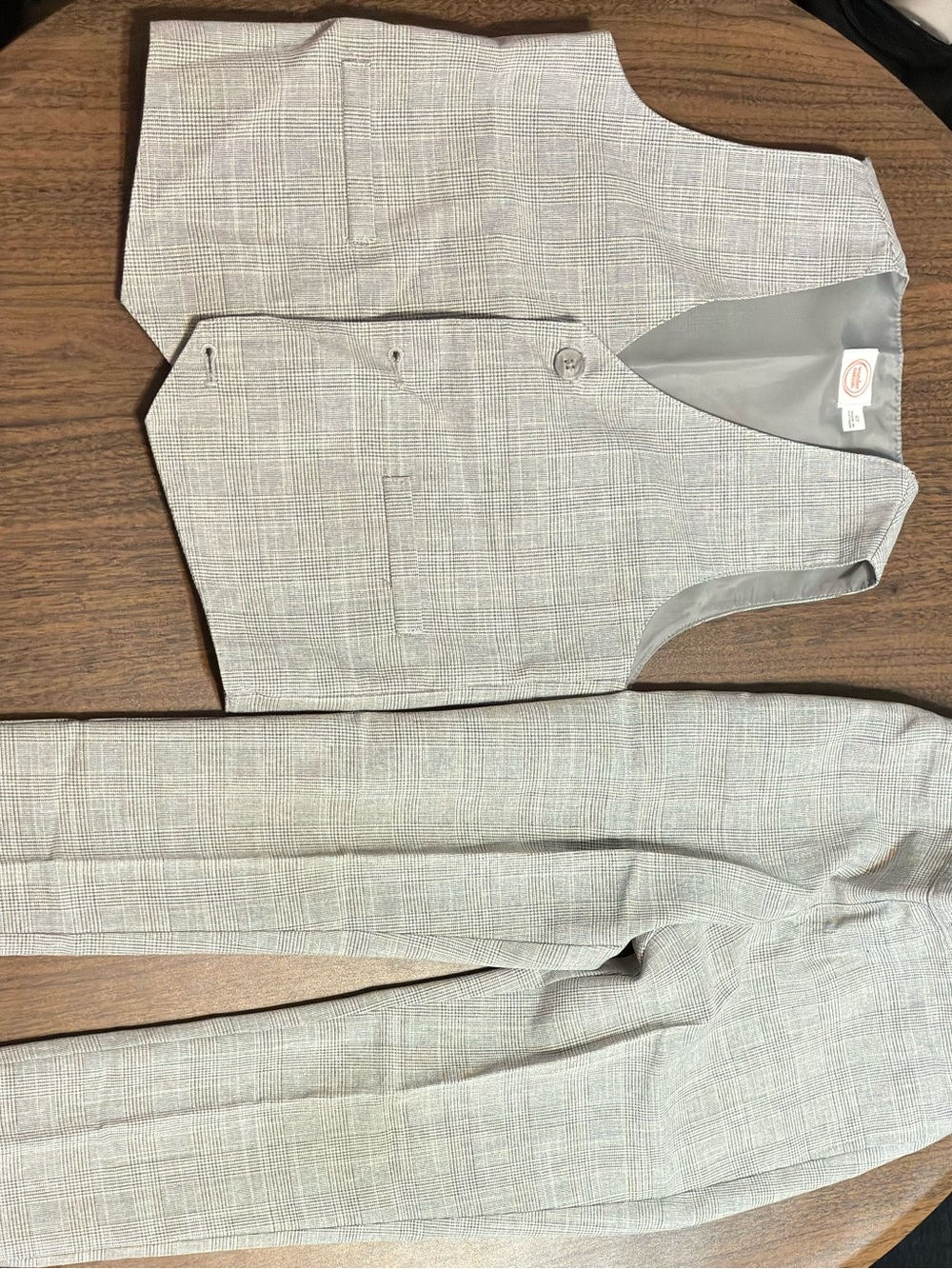 wonder nation Boys Plaid Gray Vest and Pants Set